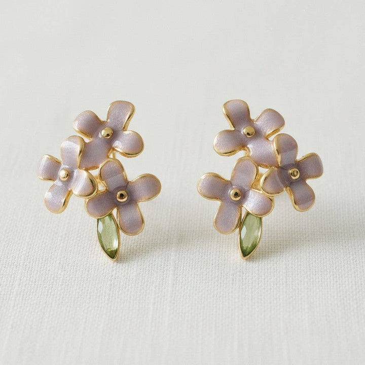 Blush- Vintage Enamel Purple Flower Stud Earrings - Pine &amp; Moss