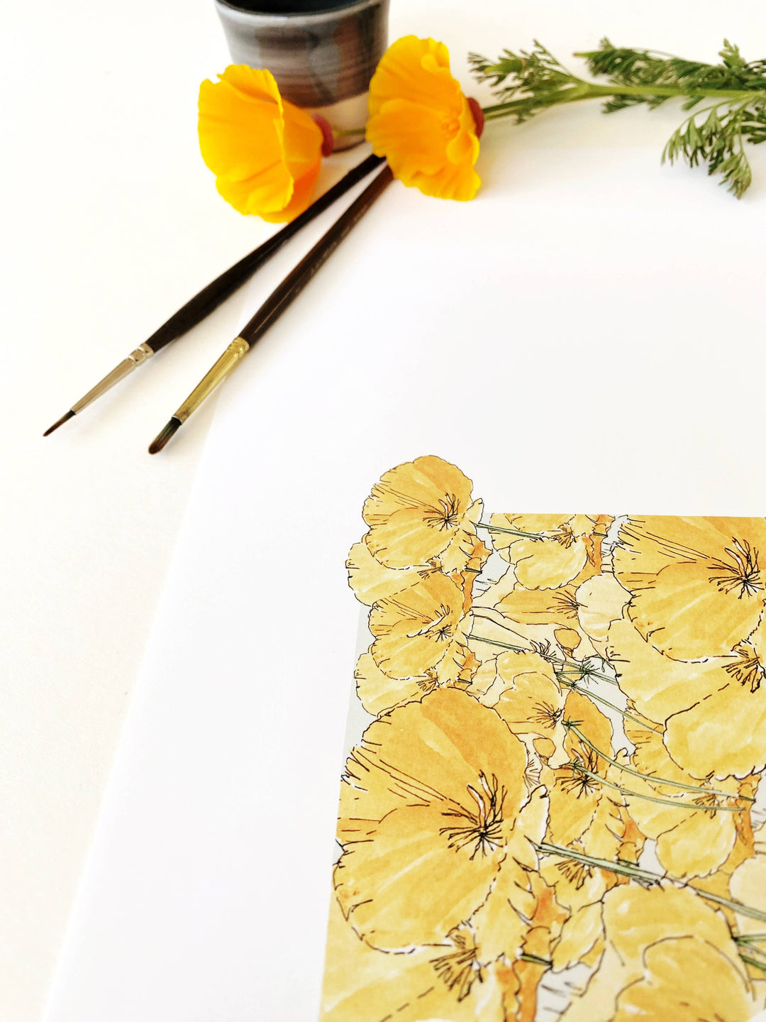 California State Flower Map - ART PRINT   : Watercolor / 8" x 10"