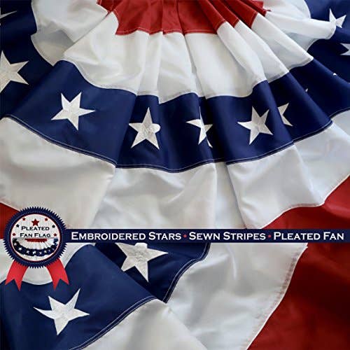 USA Pleated Fan Flag Bunting Decoration Embroidered - Pine & Moss