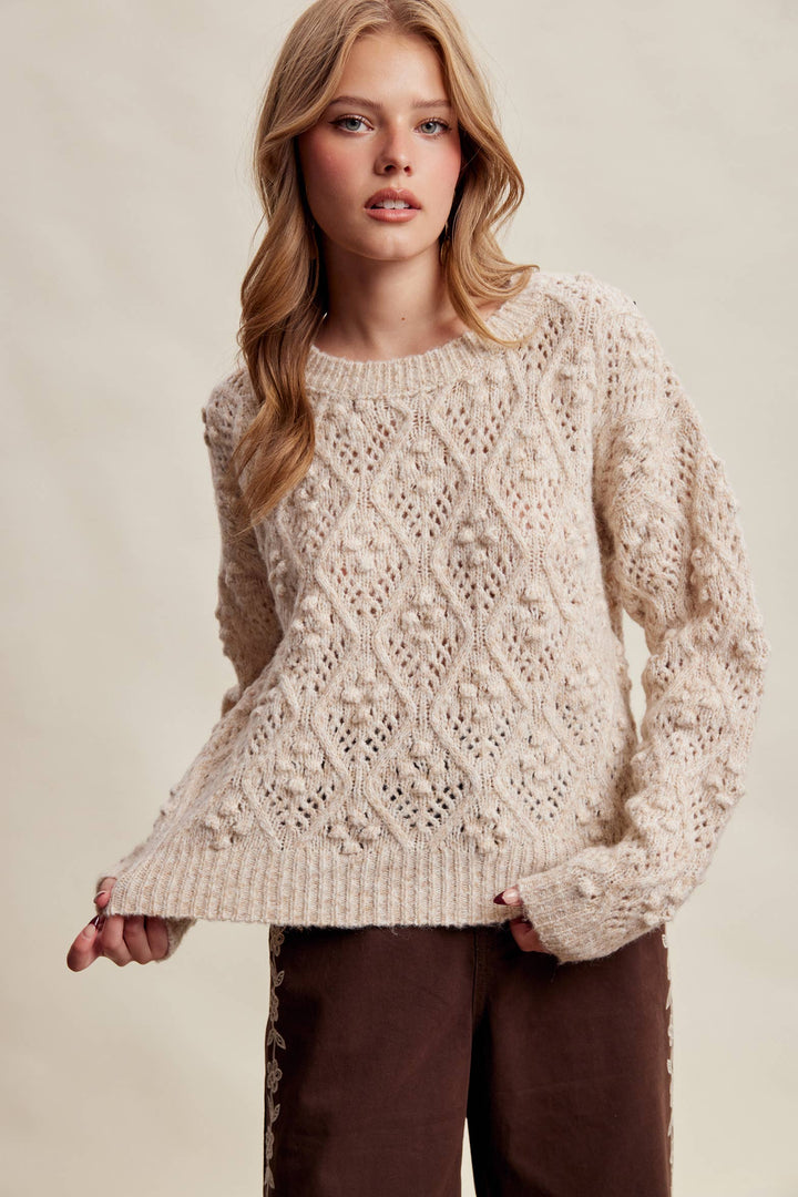 Jodi Bobble Pointelle Knit Sweater