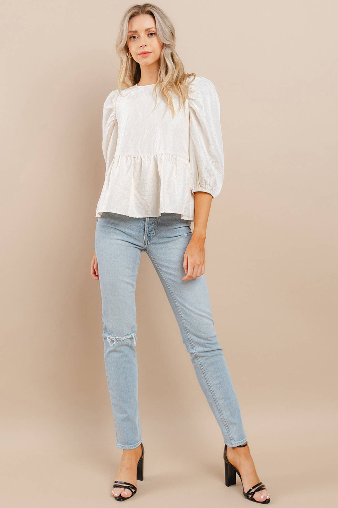 Rosalie Textured Top- Cream
