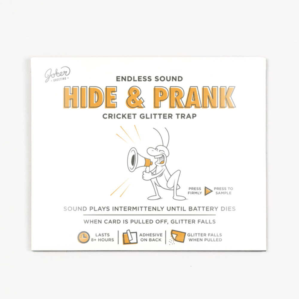 Joker Greetings- Hide & Prank Cricket Intermittent Glitter Trap - Pine & Moss