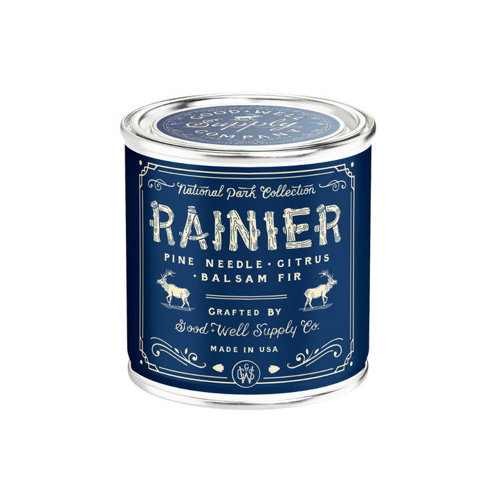 Rainier National Park Candle: Cotton Wick / 1/2 Pint - Pine &amp; Moss