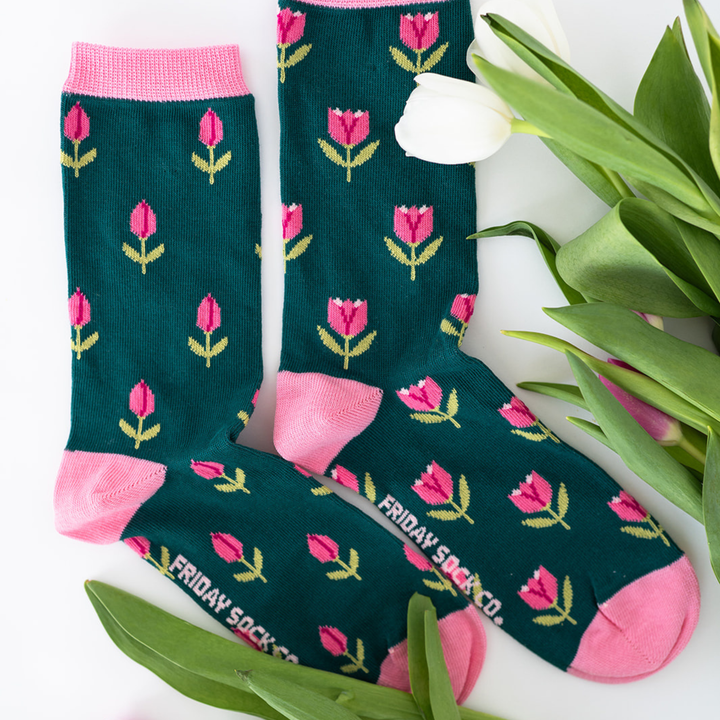 Women's Tulip Socks | Seed Paper Tag | Blooming | Mismatched: Women’s 5 – 10