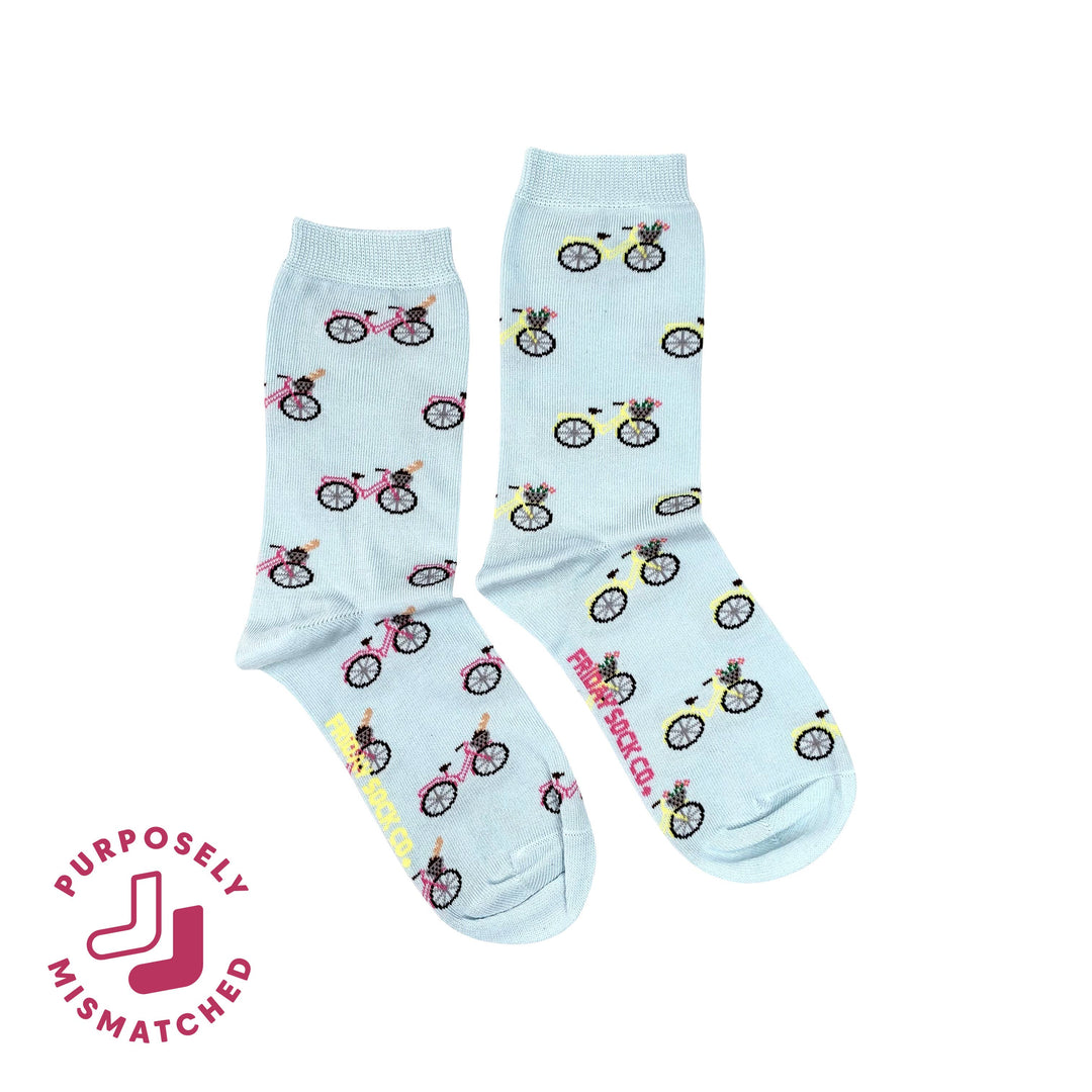 Women’s Blue &amp; Yellow Bicycle Crew Socks