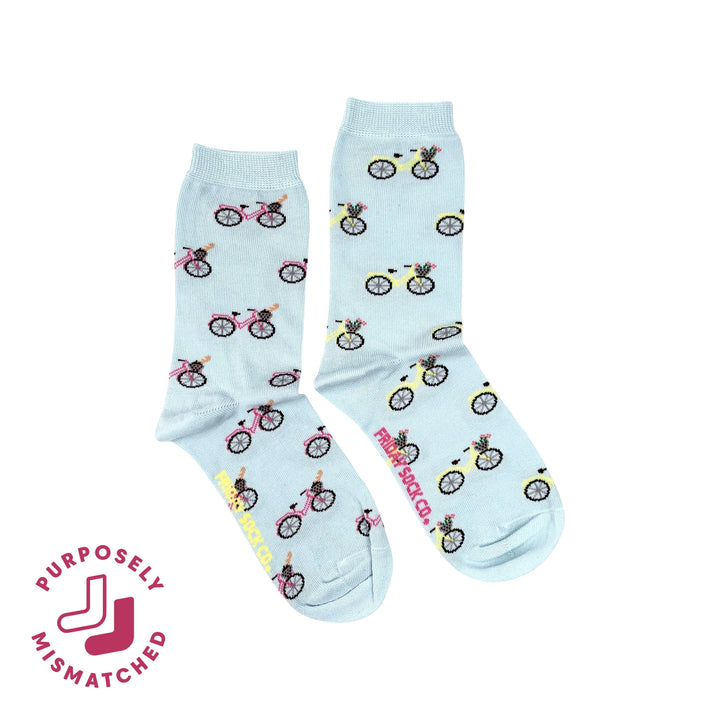Women’s Blue &amp; Yellow Bicycle Crew Socks