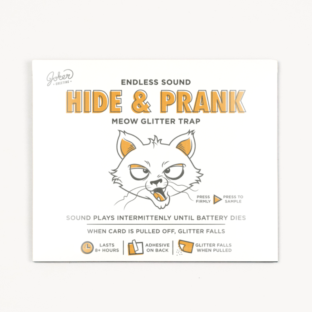 Joker Greeting- Hide & Prank Intermittent Meowy Glitter Trap - Pine & Moss