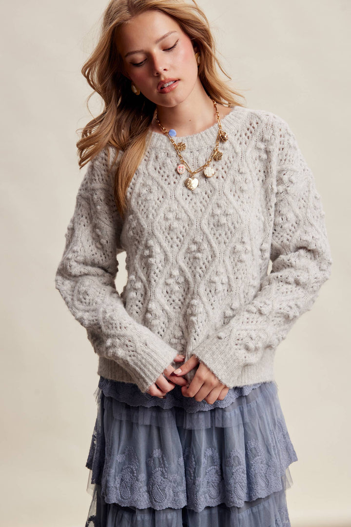 Jodi Bobble Pointelle Knit Sweater