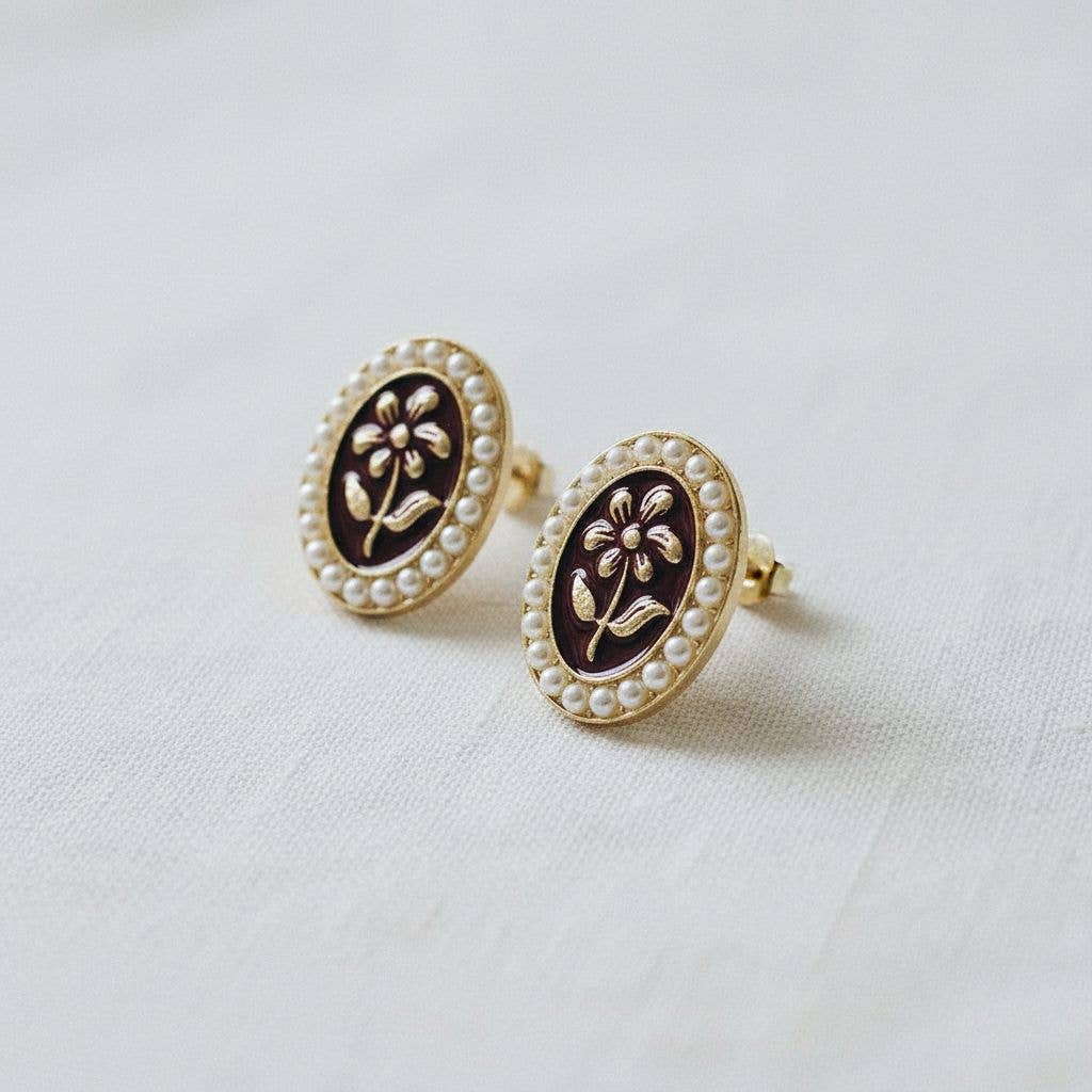 Willow- Floral Drop Earrings with Elegant Design - Pine & Moss