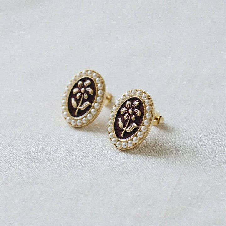 Willow- Floral Drop Earrings with Elegant Design - Pine & Moss