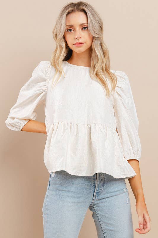 Rosalie Textured Top- Cream