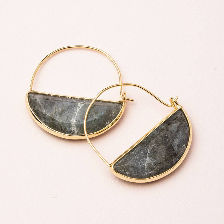 Stone Prism Hoop - Labradorite/Gold - Pine & Moss