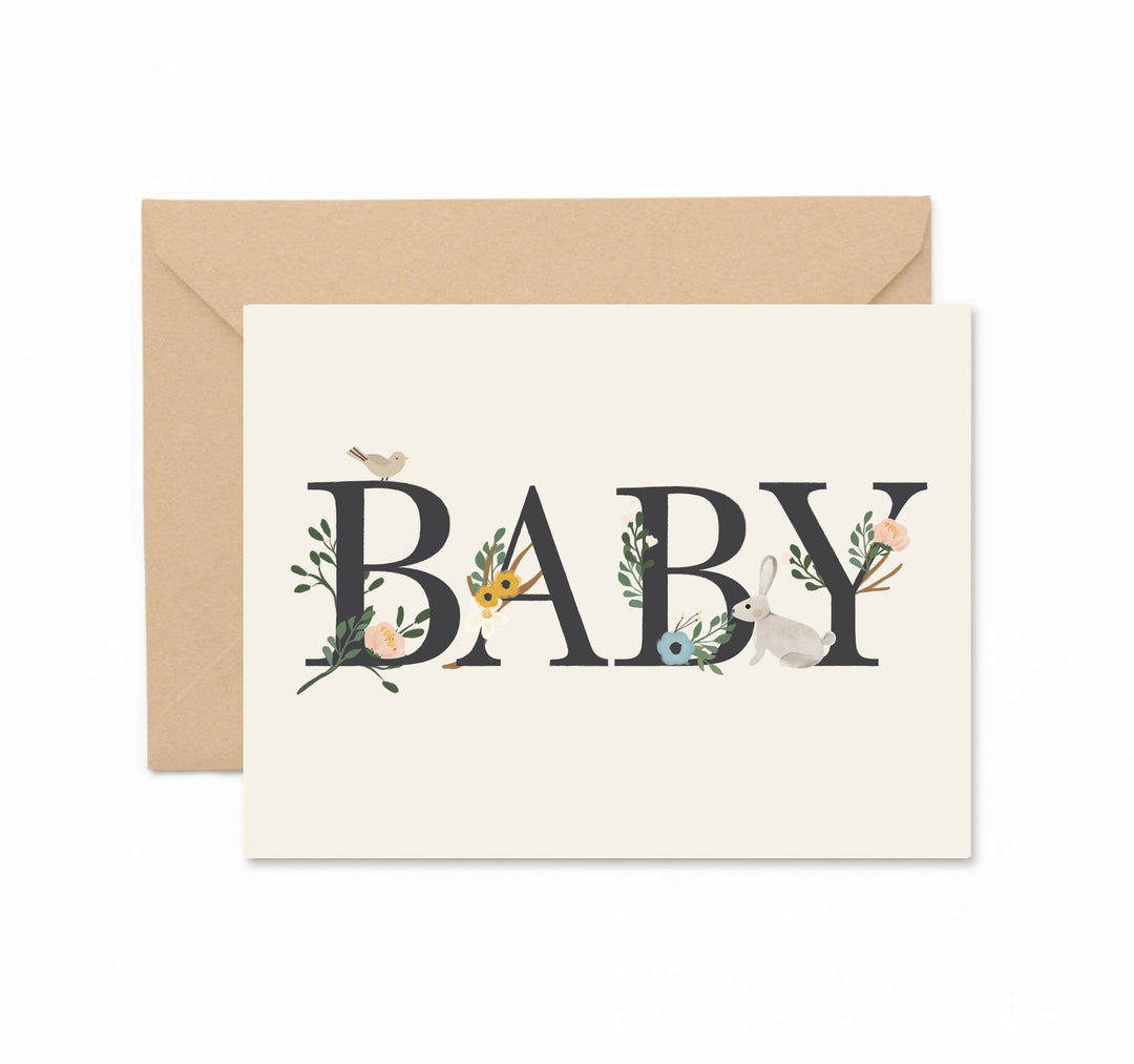 Baby Floral Greeting Card - Pine & Moss