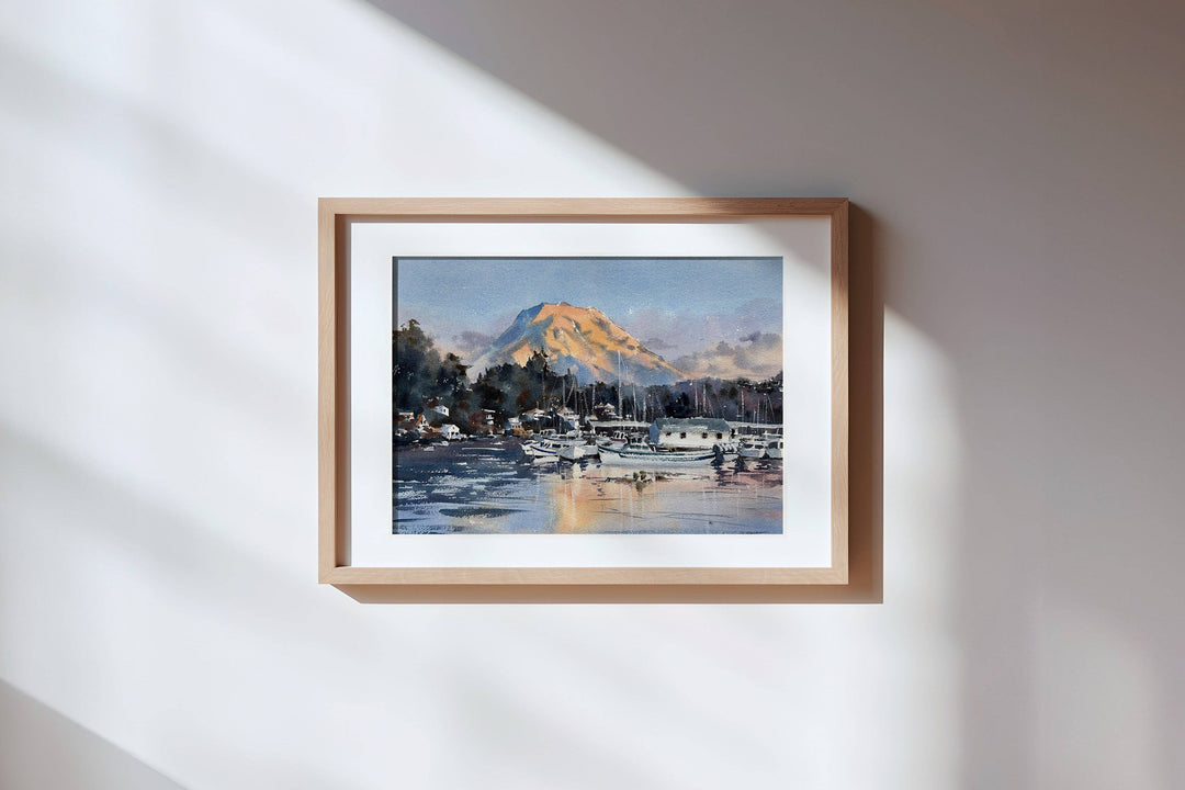 INA XI Watercolor- Sunset over Gig Harbor - Limited edition print