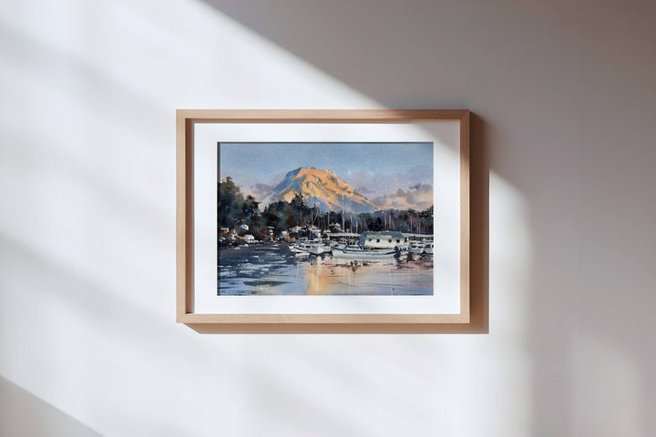 INA XI Watercolor- Sunset over Gig Harbor - Limited edition print