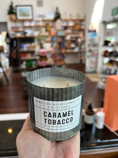Rustic Galvanized Tin Candle- Caramel Tobacco