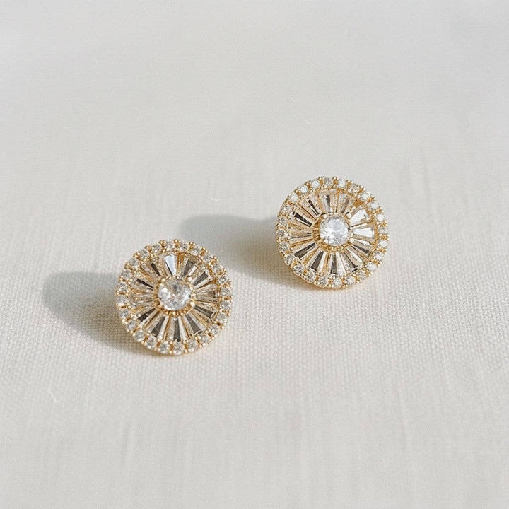 Sunbeam- Vintage Glamour Gemstone Stud Earrings - Pine & Moss