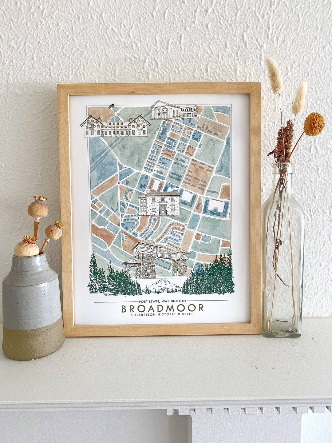 Icons of FORT LEWIS Broadmoor JBLM Washington Map: "Charms" PRINT
