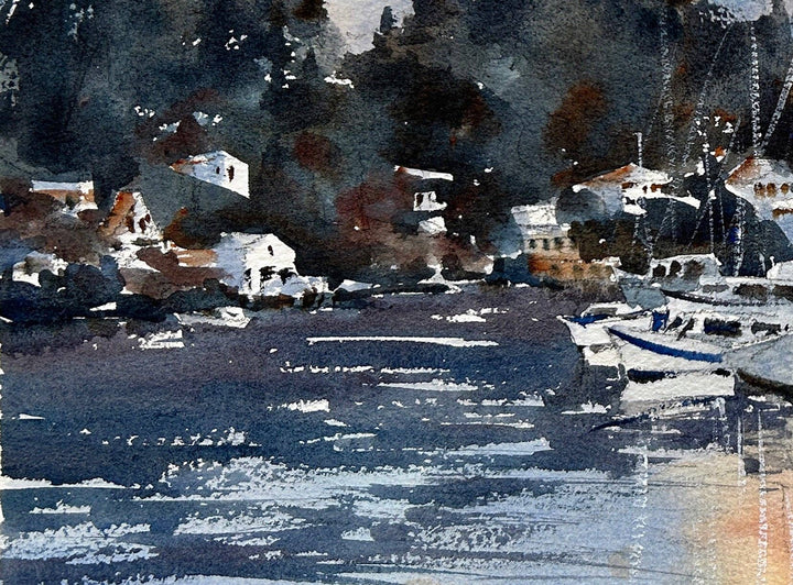 INA XI Watercolor- Sunset over Gig Harbor - Limited edition print