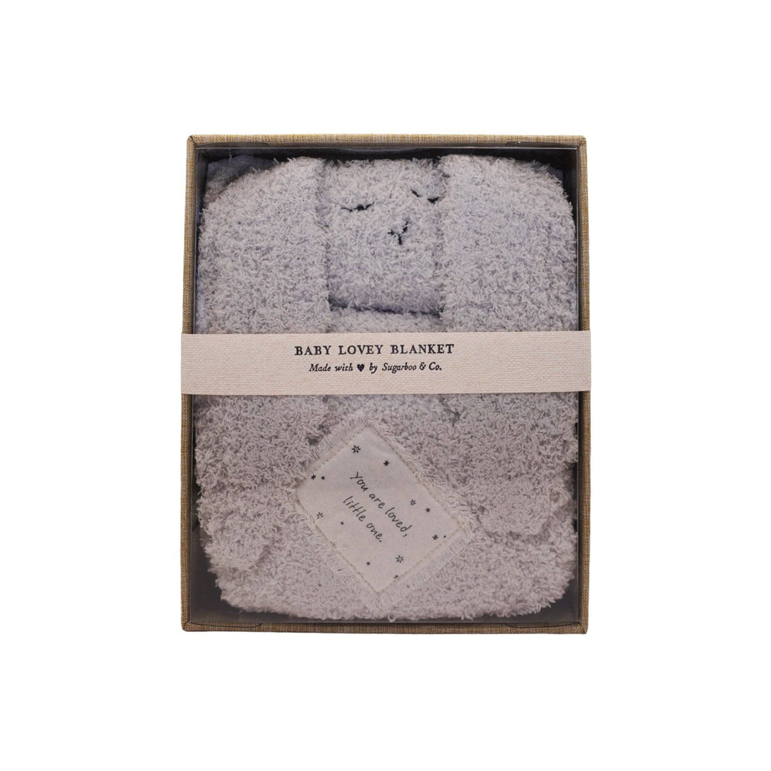 "You are loved, little one." Bunny Baby Lovey Blanket: Oatmeal