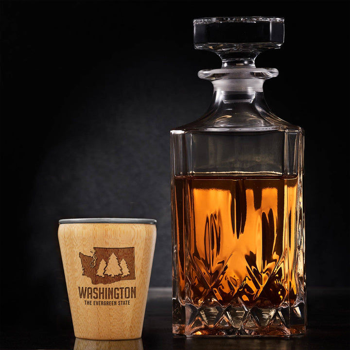 Washington Engraved Shot Glass, Bamboo with Stainless Steel