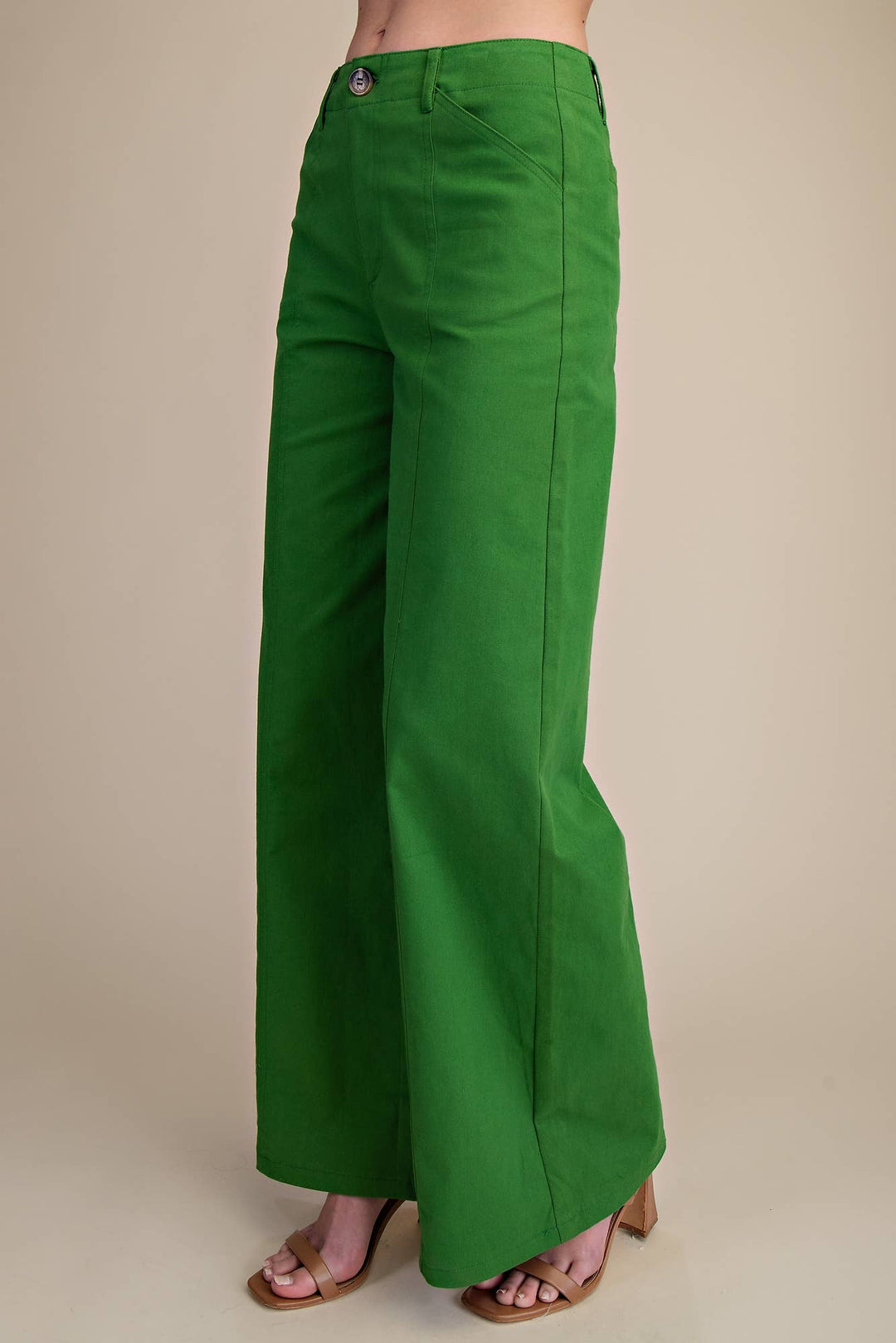 Helena High Rise Wide Leg Pants- Green