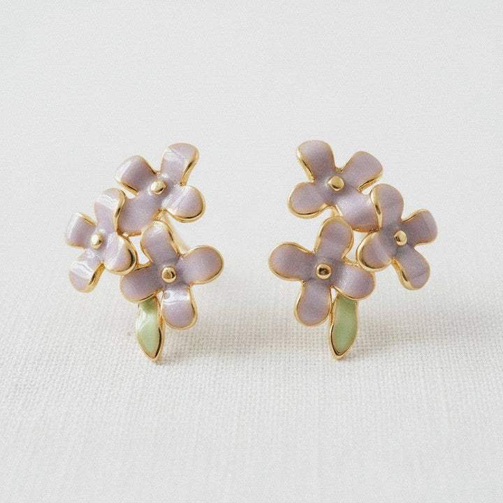 Blush- Vintage Enamel Purple Flower Stud Earrings - Pine &amp; Moss