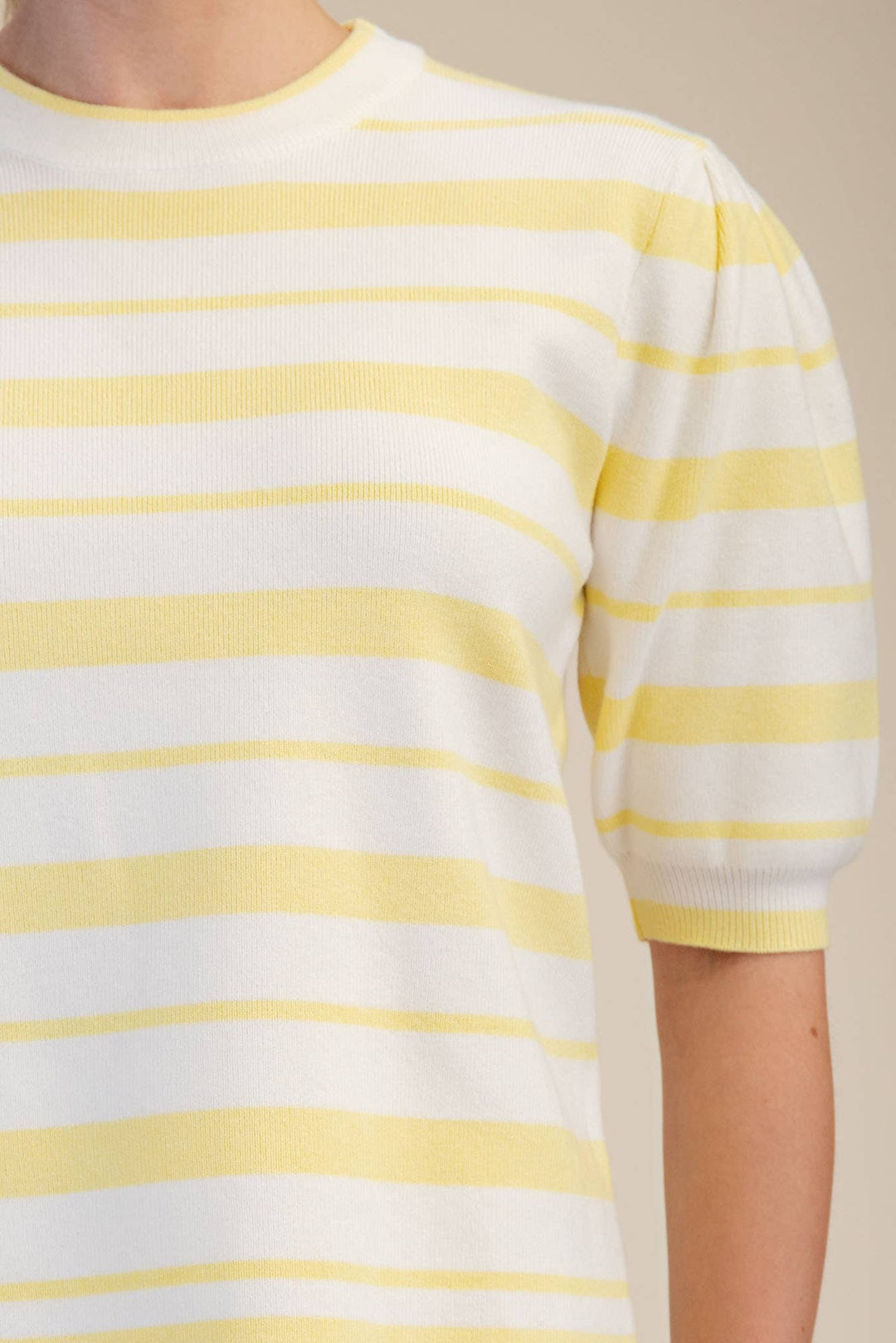 Eden Round Neck Short Sleeve Knit Top- Yellow - Pine & Moss