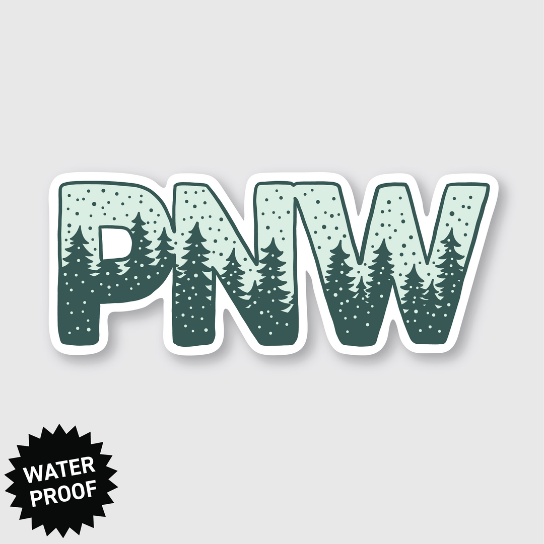 Snowy PNW Sticker: 3.69" x 1.52"