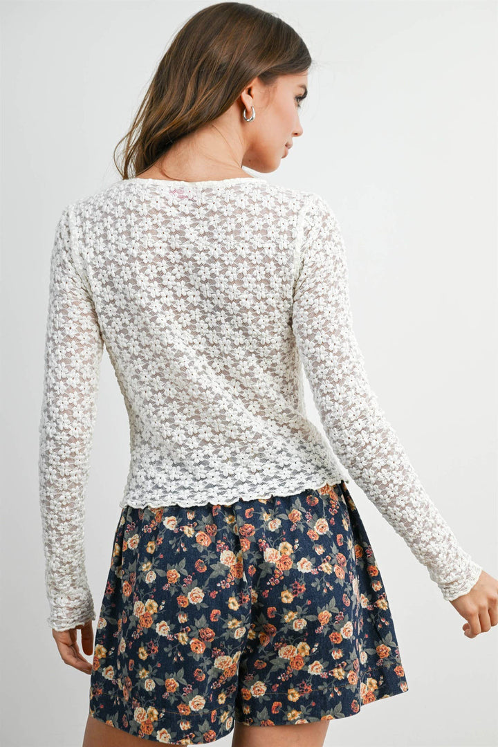 Shellie Textured Long Sleeve Top- Ivory or Black