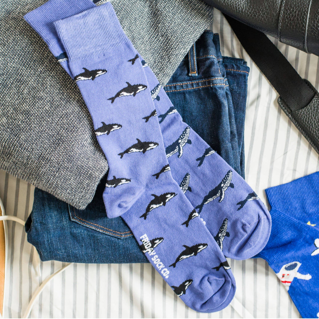 Men’s Humpback Whale &amp; Orca Mid-Calf  Socks