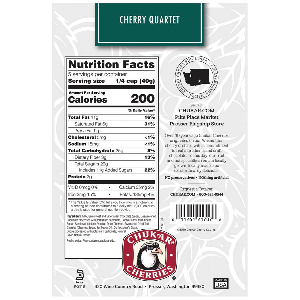 Chukar Cherries Cherry Quartet - Milk and Dark Chocolate 6.75 oz