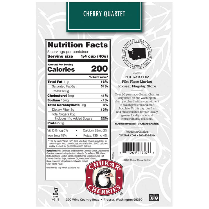Chukar Cherries Cherry Quartet - Milk and Dark Chocolate 6.75 oz
