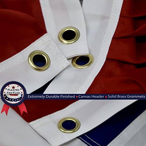 USA Pleated Fan Flag Bunting Decoration Embroidered - Pine & Moss