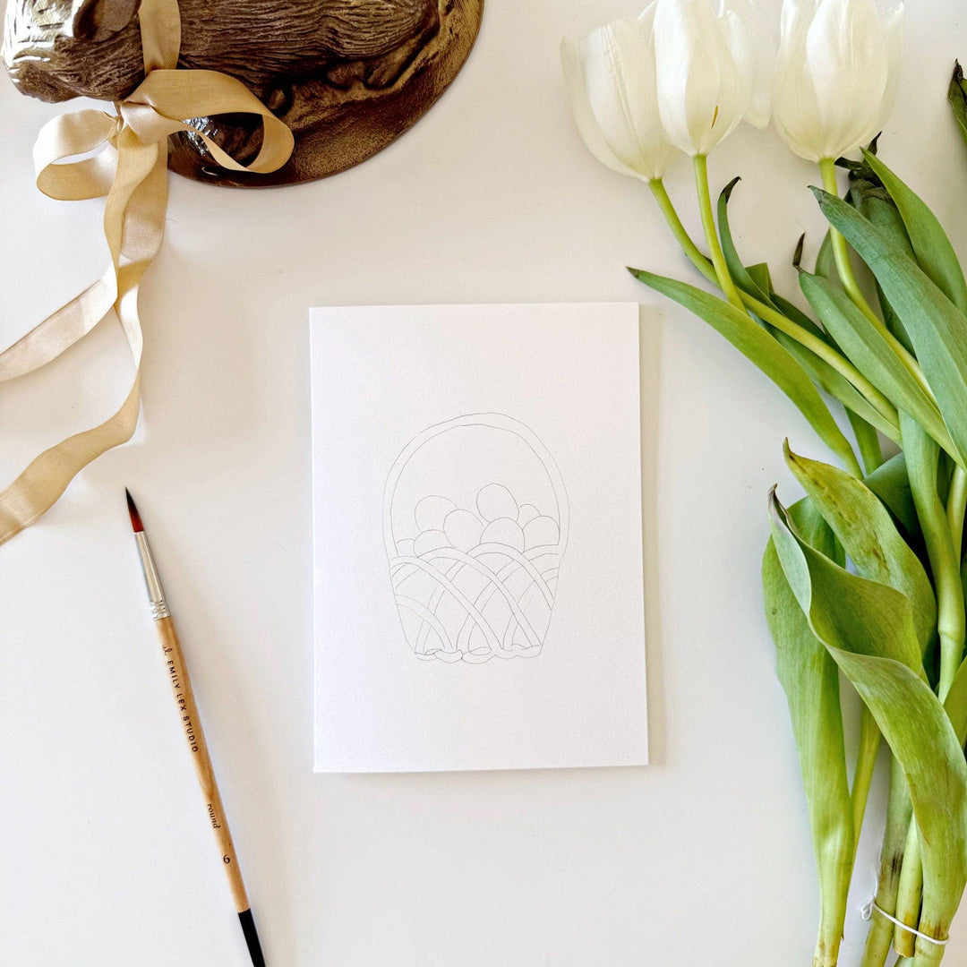 Emily Lex- Easter Paintable Watercolor Notecard Set - Pine &amp; Moss