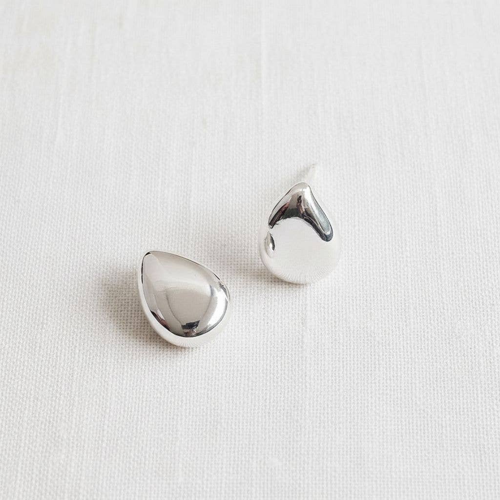 Spring Shower- Minimalist Gold Plated Drop Earrings: Silver - Pine &amp; Moss