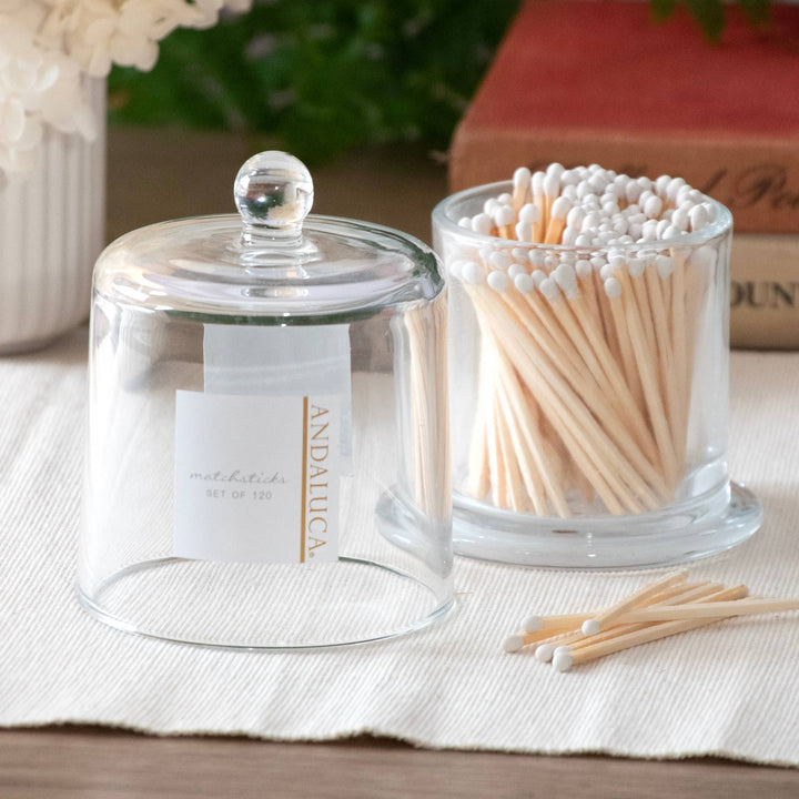 Glass Jar with Lid & 120 Wooden White Matches - Pine & Moss