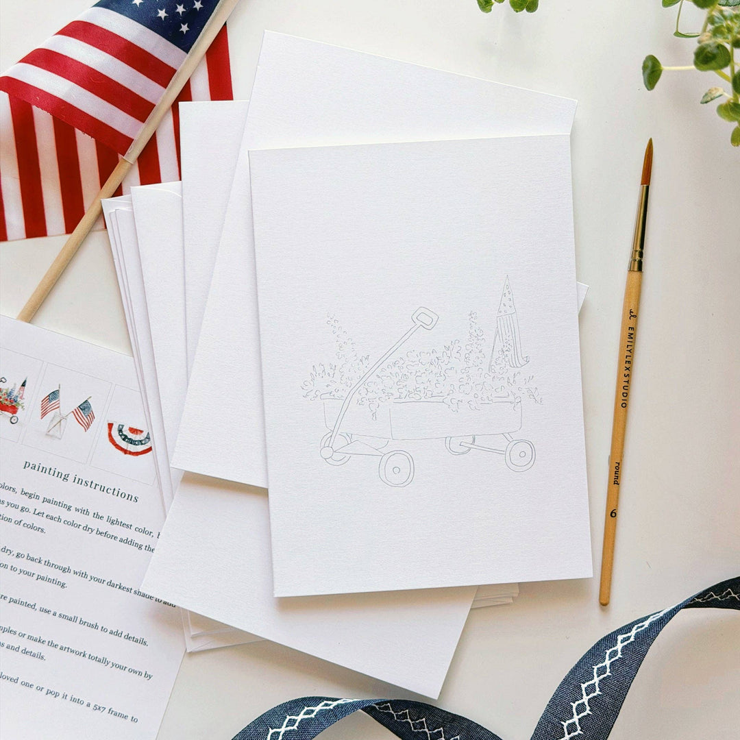 Emily Lex- Americana Paintable Watercolor Notecard Set