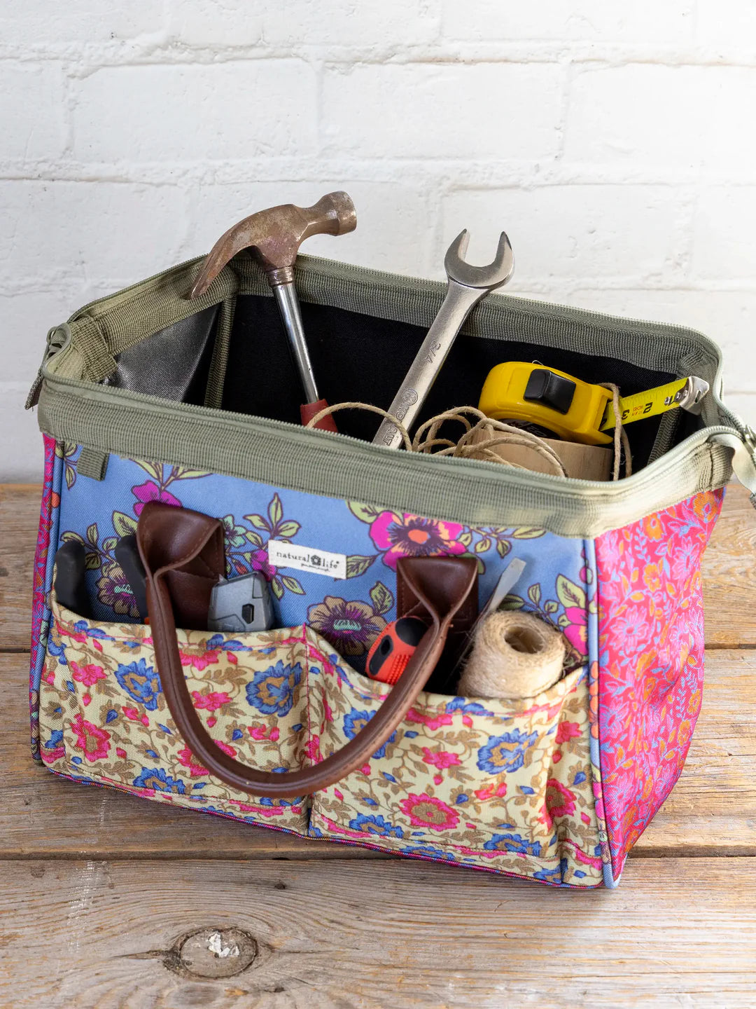 Mimi Zip Up Tool Bag: Eggplant Floral - Pine & Moss