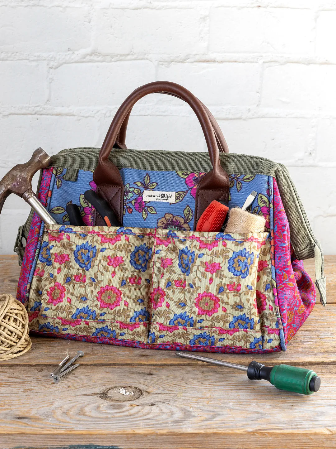 Mimi Zip Up Tool Bag: Eggplant Floral - Pine &amp; Moss