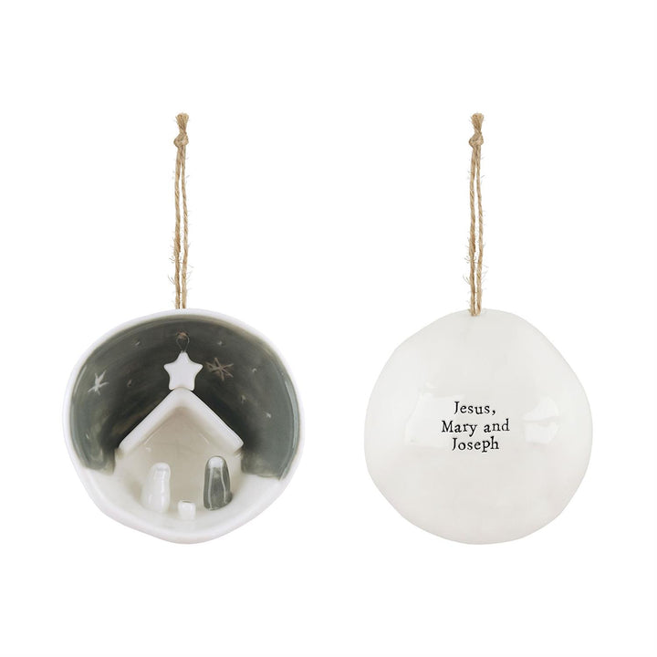 Nativity Half Circle Porcelain Ornament in Gift Box