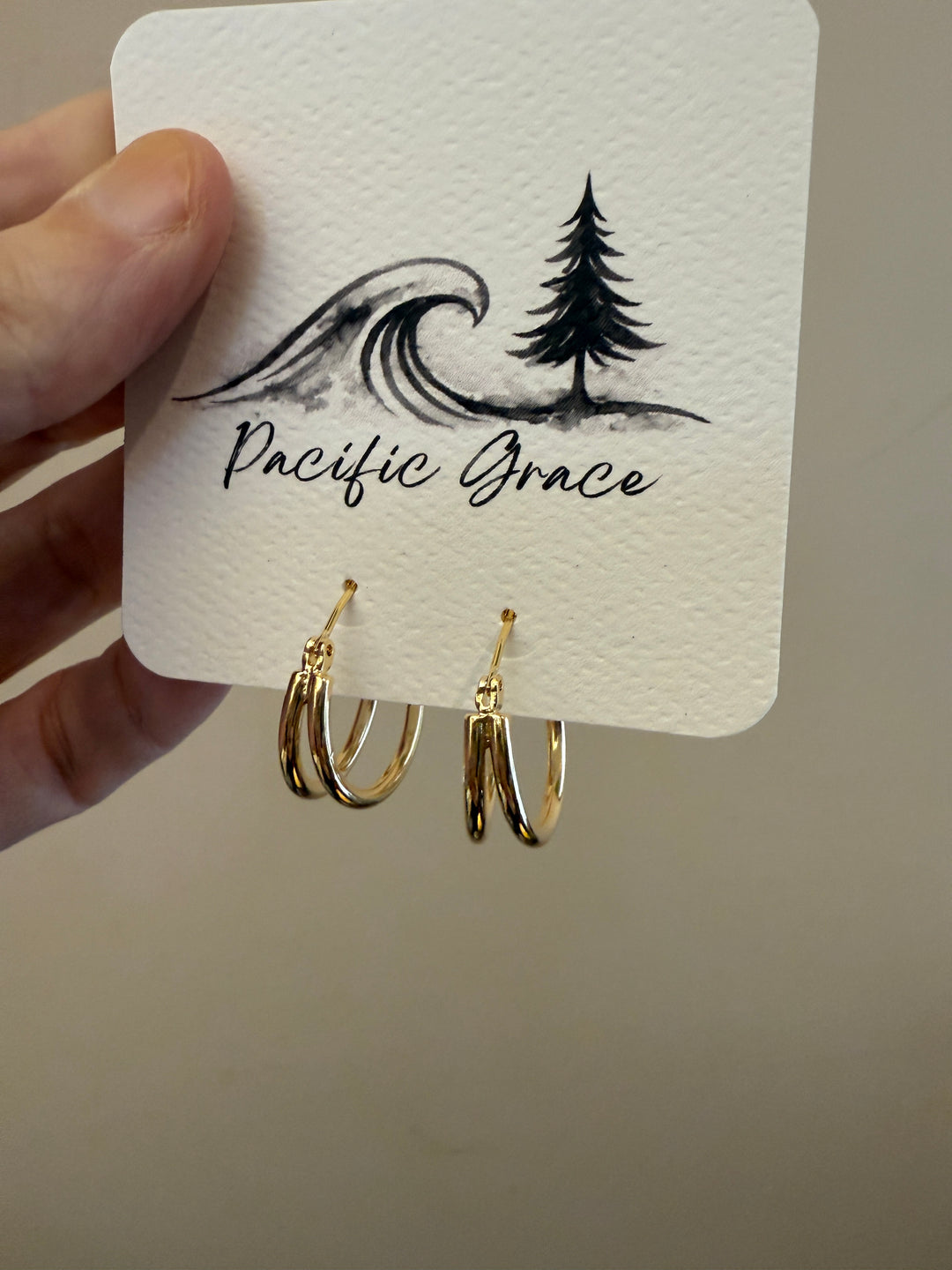 14K Gold Dipped Double Hoops - Pine &amp; Moss