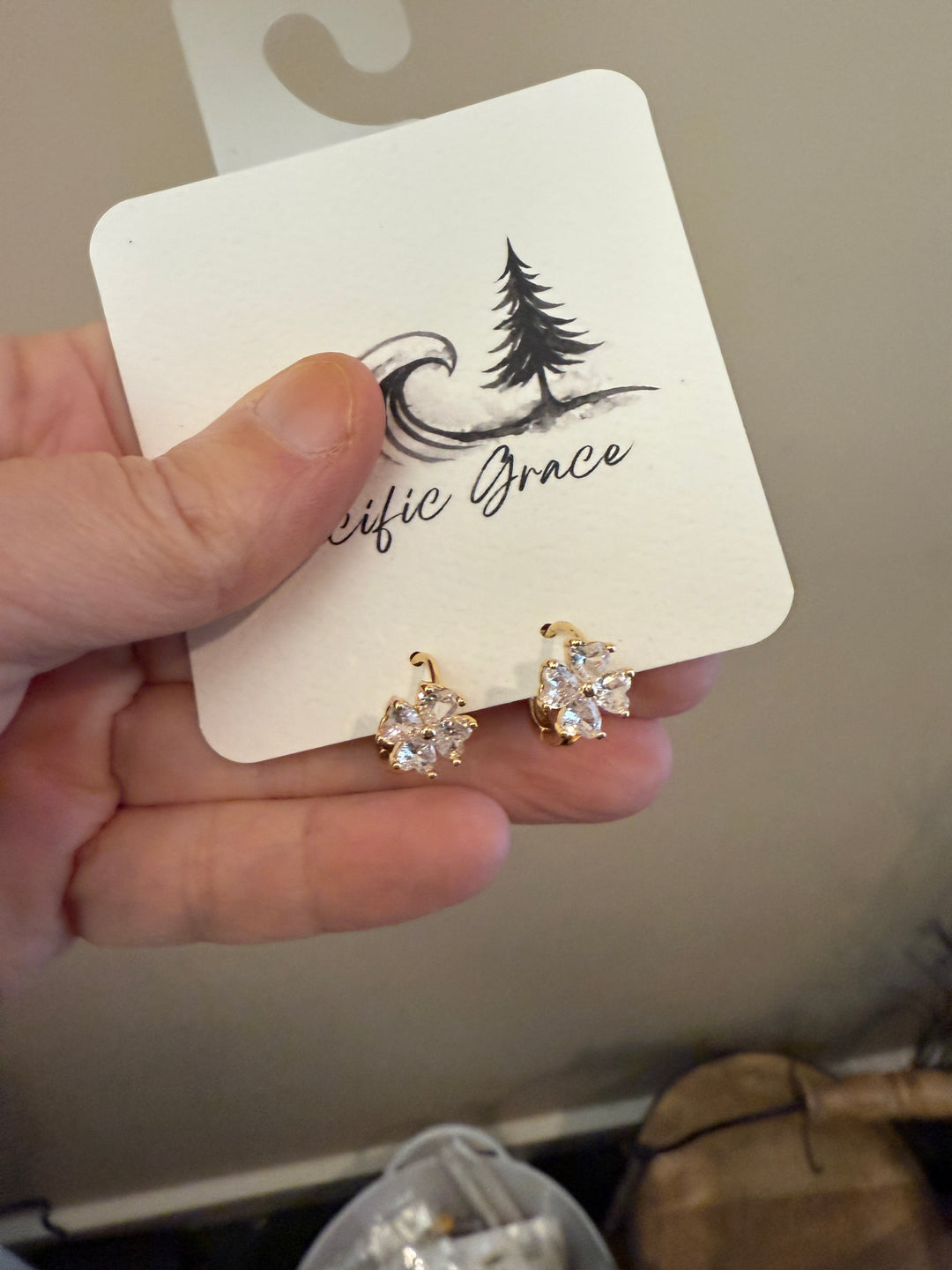 14K Gold Dipped Rhinestone Hoops - Pine &amp; Moss