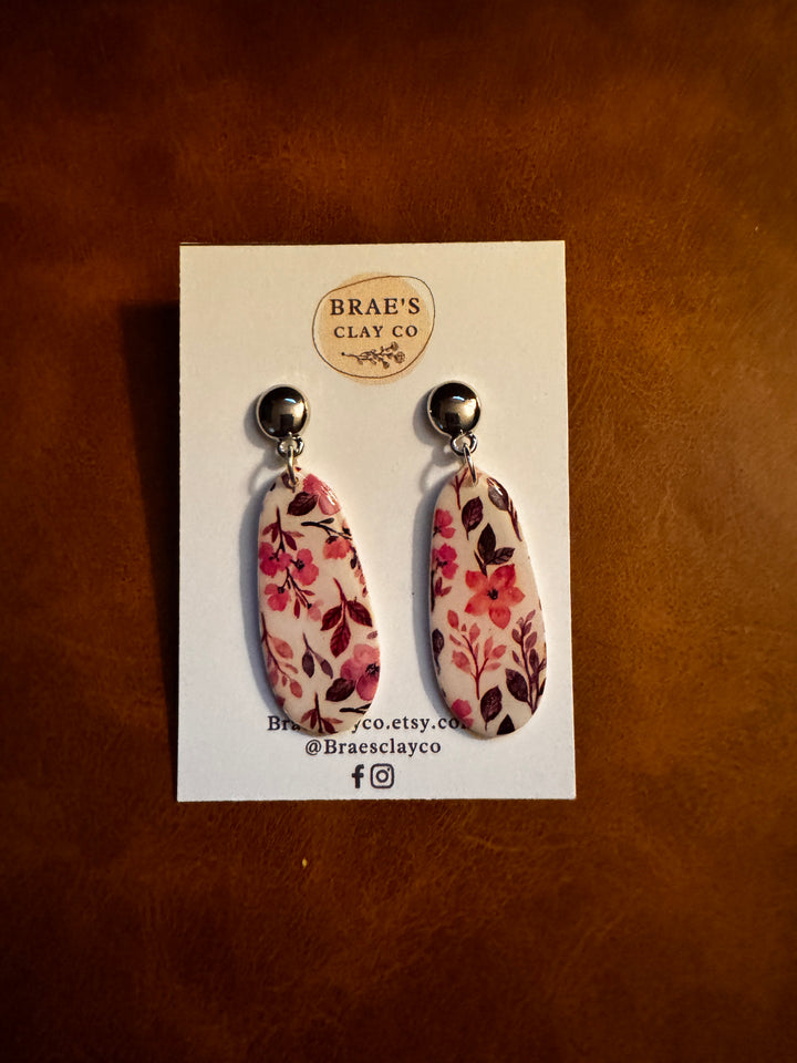 Brae's Clay Co. Red Floral Dangle