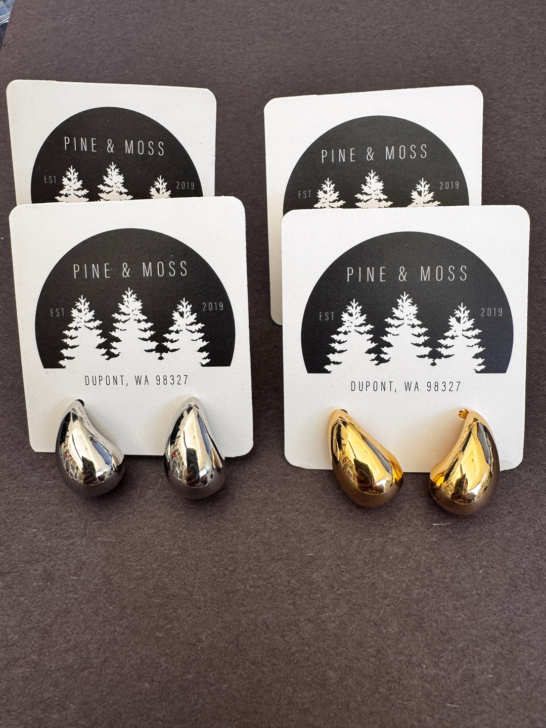 Water Droplet Earrings - Pine & Moss