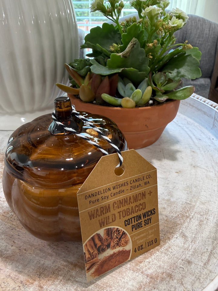 Mini Pumpkin Jar Candle- Warm Cinnamon + Wild Tobacco