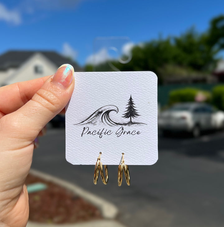 14K Gold Dipped Double Hoops - Pine &amp; Moss