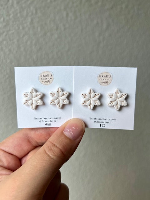 Brae's Clay Co. Snowflake Stud Earrings- Two Styles