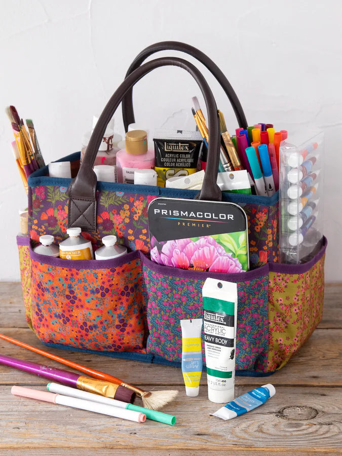 Mimi Utility Tote: Eggplant Floral - Pine & Moss