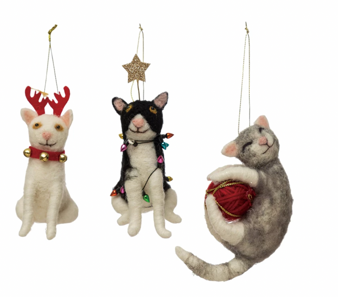 Wool Felt Cat Ornaments